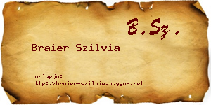 Braier Szilvia névjegykártya